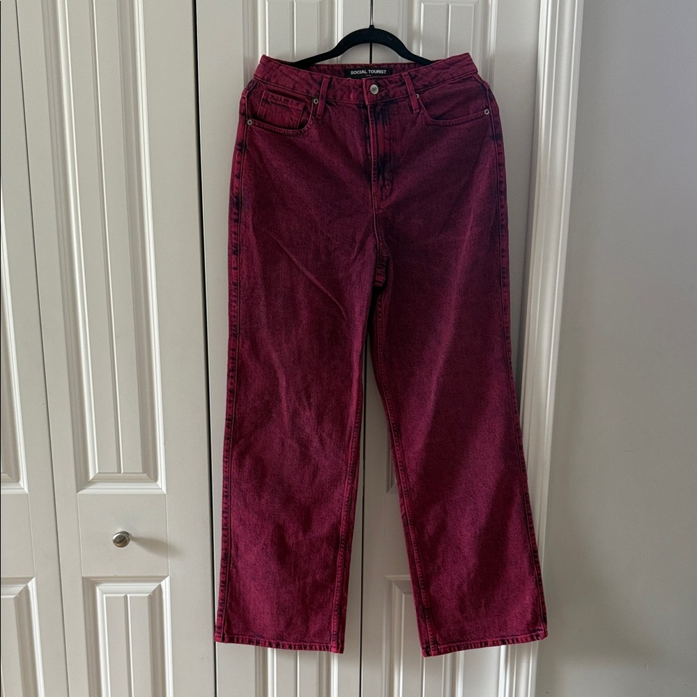 Straight Leg Women’s Jeans in Deep Burgundy